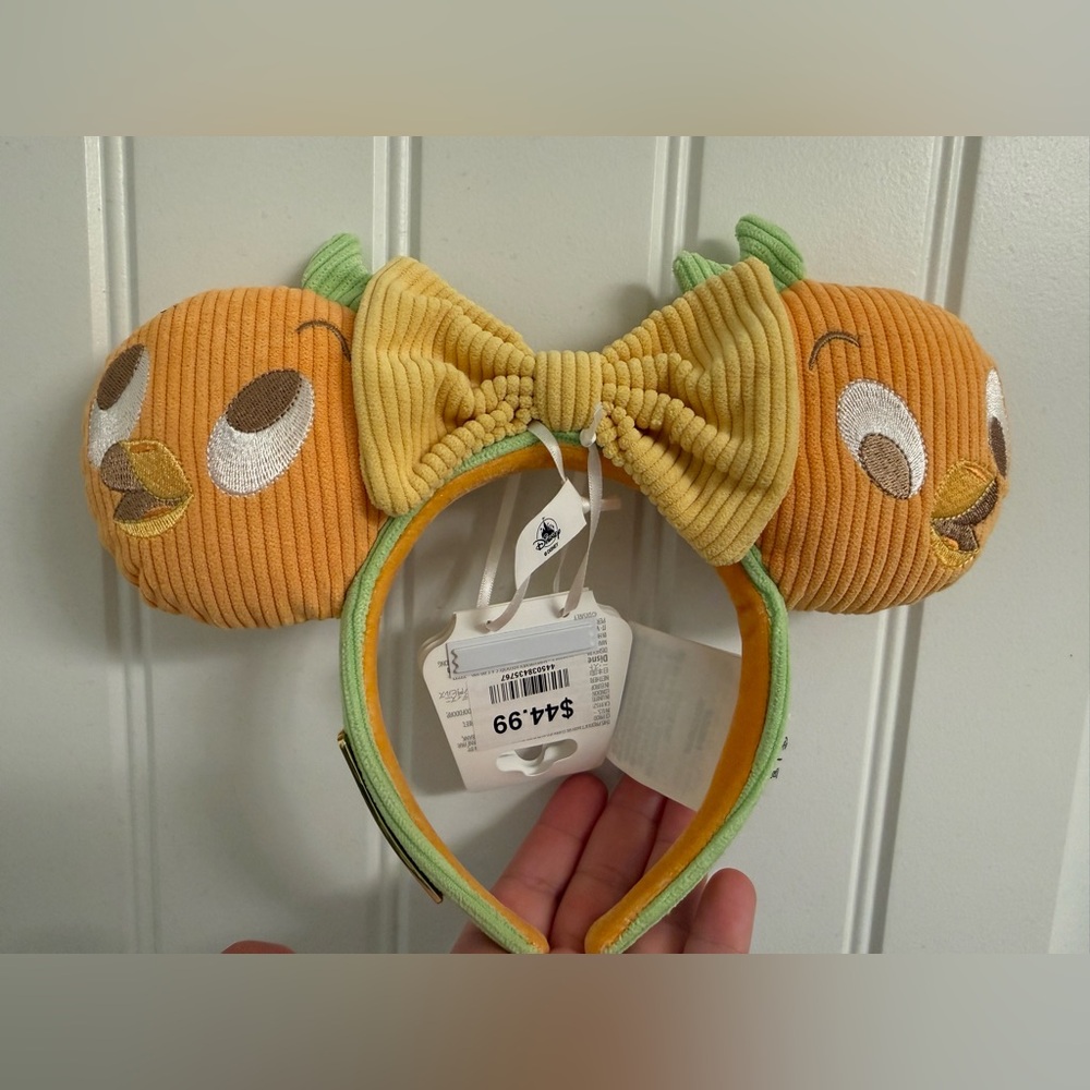Disney Loungefly Orange Bird Floral Corduroy Ear Headband